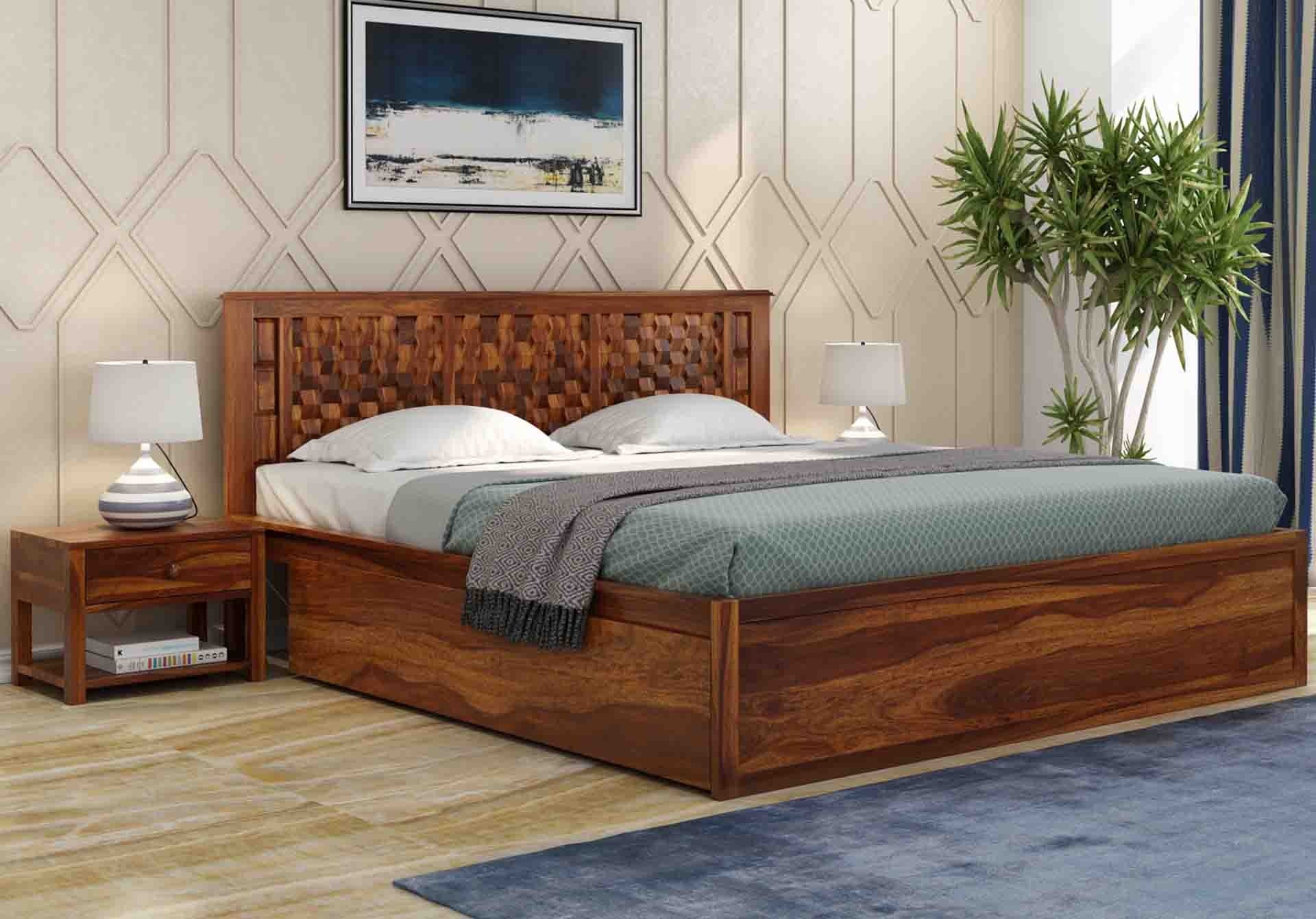 Persia Sheesham Wood Bed with Box Storage - Torque India